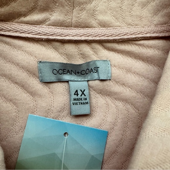 NWT Ocean + Coast Quilted Textured Cozy Mock Neck Sweatshirt Pink Plus Size 4X - Picture 3 of 12